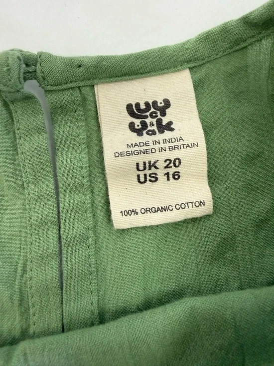 Lucy & Yak Mia Cotton Midi Dress Garland Sage Green Seersucker Lagenlook Boho - Picture 11 of 11